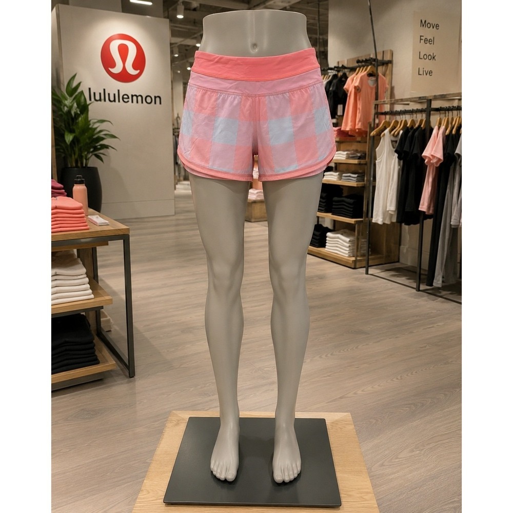 Lululemon Pink Gingham Running Shorts Size 2 | Y2K Preppy Athleisure